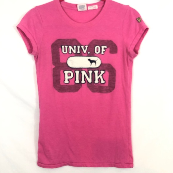 PINK Victoria Secret Graphic Top T-Shirt Tee - Picture 2 of 5
